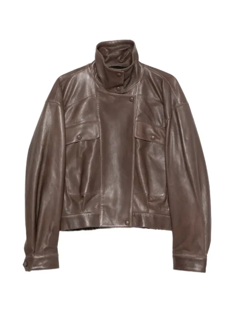 Nour Hammour Quincy leather commanding bomber Brown F26JK58