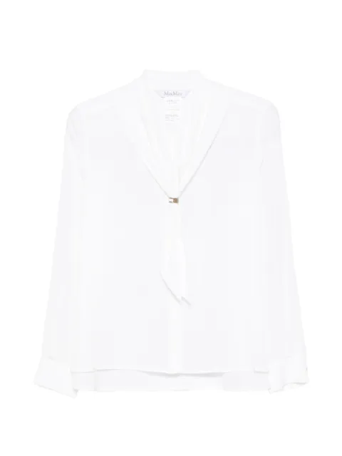 Max Mara tie-neck long-sleeve shirt White 2621116091600