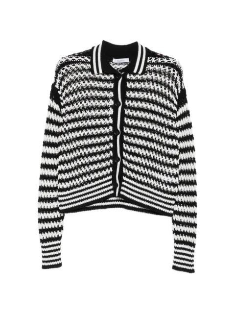Max Mara pinstripe-pattern crochet-knit cardigan Black 2621346041600