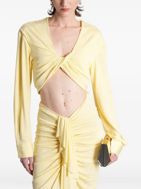 Christopher Esber twist-detail cropped top Yellow 24021214
