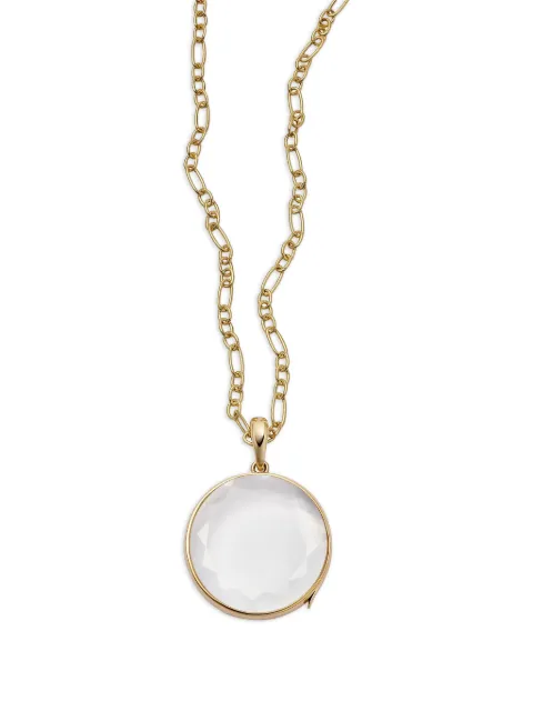 Loquet large Locket and Figaro chain necklace set Gold SETLARFIG18Y