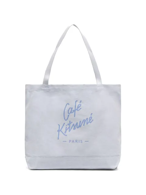 CAFÉ KITSUNÉ logo-print tote bag Blue QU05122WW9042