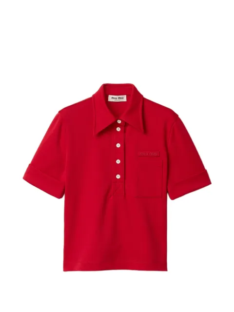 Miu Miu point collar embroidered top Red MT220414OAF0041