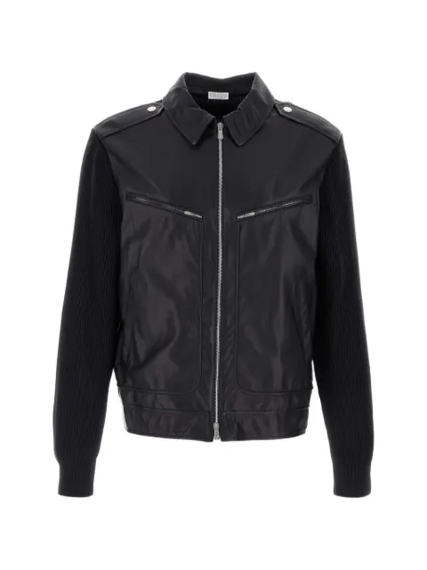 Brunello Cucinelli leather panelled jacket Black MPMAH2077CLJ86