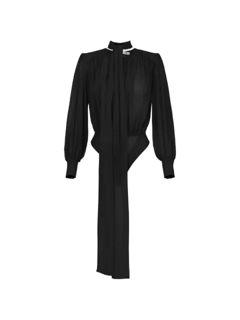 Elisabetta Franchi bodysuit in silk georgette fabric with sash Black CB00663E2