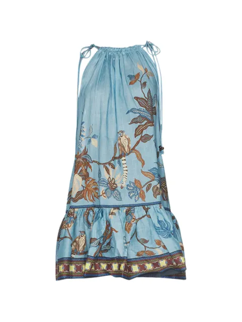 ALEMAIS Georgie ruffled printed mini dress Blue 6863D