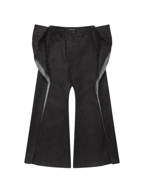 Junya Watanabe deconstructed floral-lace jeans Black JQP015