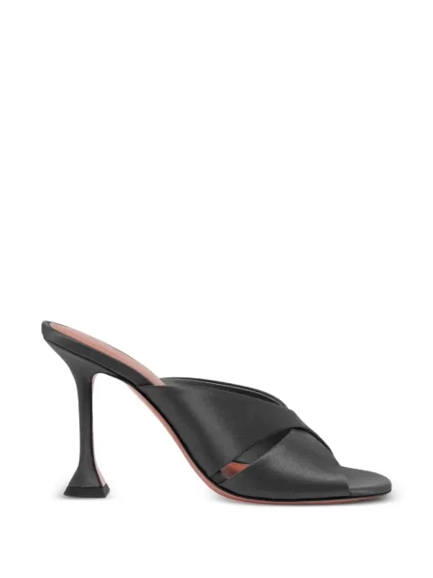 Amina Muaddi Salma criss-cross silk heeled sandals Black SALMASLIPPER95