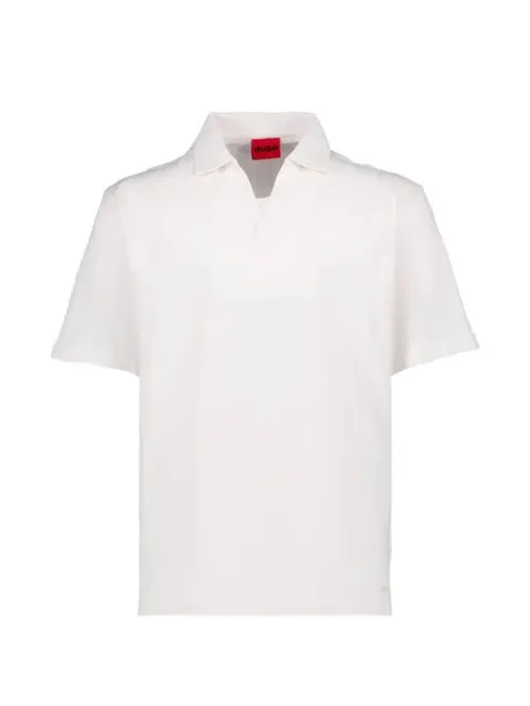 BOSS jacquard-stripe polo shirt with Johnny collar White 50556724