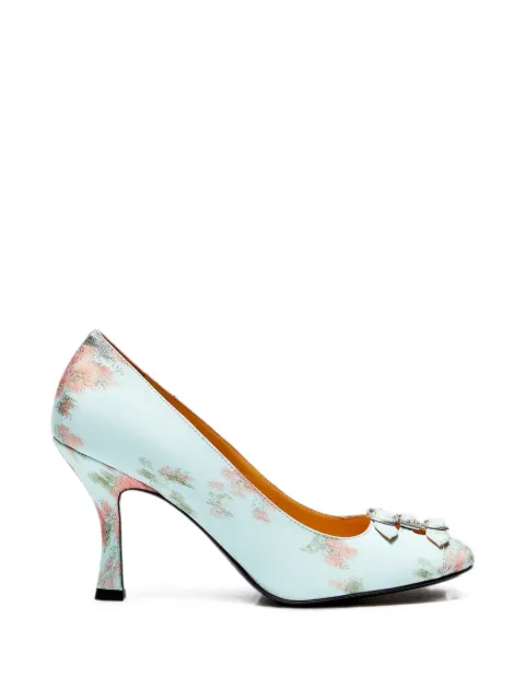 LILI CURIA Babette floral-print buckle-detail pumps Blue LC32016D