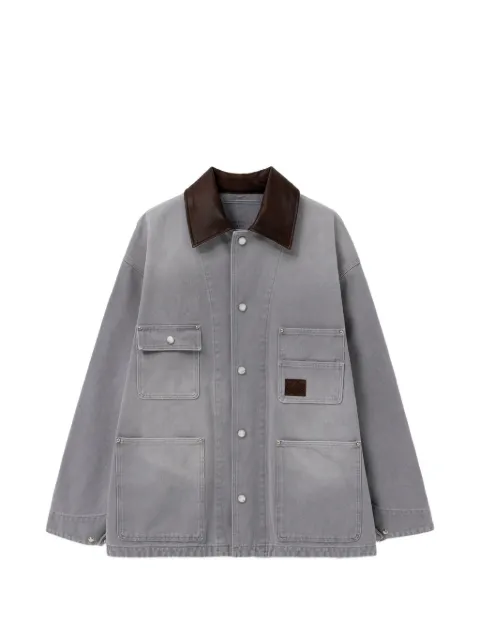 Wooyoungmi leather collar pocket jacket Grey W261HC01