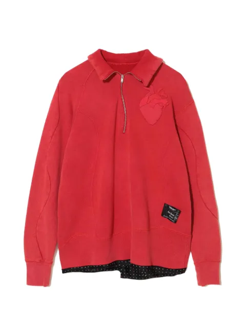Undercover heart-appliqué polo top Red UC1F1807