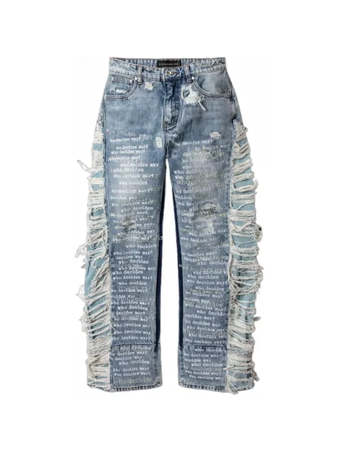 Who Decides War Scripture distressed jeans Blue EBGLDWUV