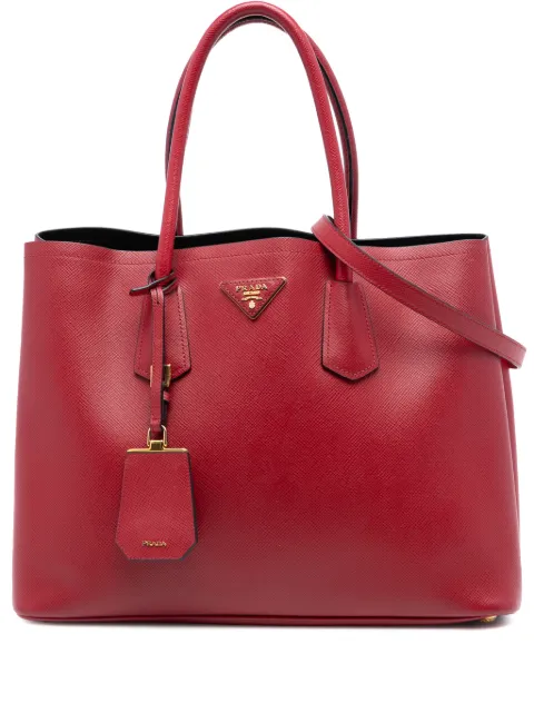 Prada Pre-Owned 2021-2025 Medium Saffiano Cuir Double satchel Red 7O3DIBBD5U2FGJVZ
