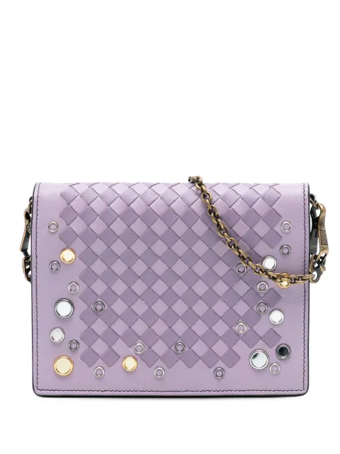 Bottega Veneta Pre-Owned 2012-2025 Nappa Intrecciato Studded Wallet on Chain crossbody bag Purple 4YH71OVZFK0TL653