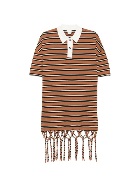 Nanushka Benigna fringed striped mini dress Brown NW26SSDR25924
