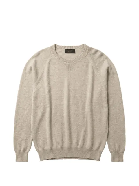 DSQUARED2 ribbed-trim crew-neck sweater Neutrals S74HA1589D13201