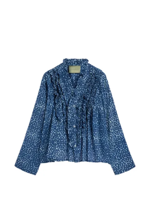 MOMONÌ ruffled print shirt Blue 261MMOSH00826109MO