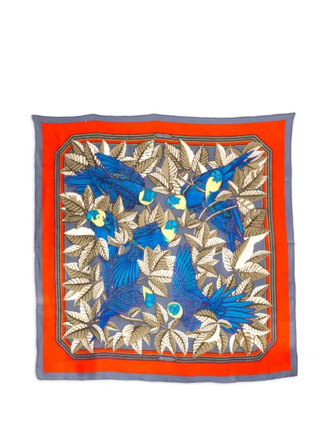 Hermès Pre-Owned 1990s Les Perroquets cashmere scarf Grey 15016436