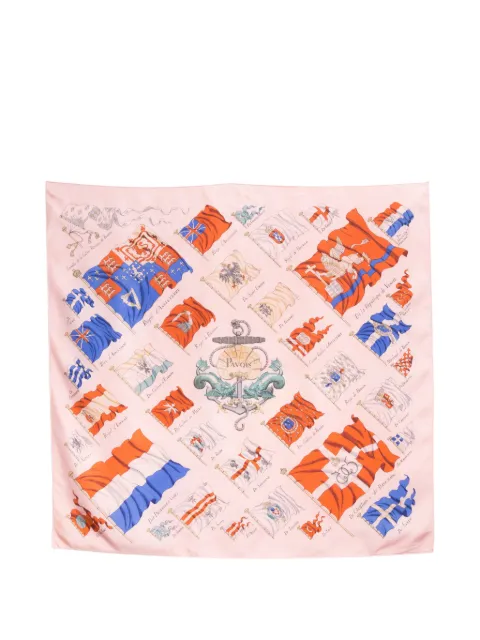 Hermès Pre-Owned 1990s flag print silk scarf Pink 15016435