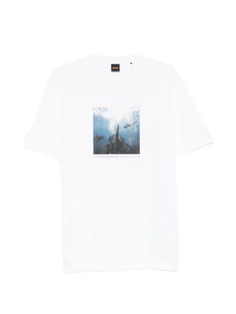 BOSS cotton-jersey T-shirt with printed artwork White 50561861