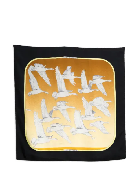 Hermès Pre-Owned 1970s Oiseaux Migrateurs silk scarf Black 15016431