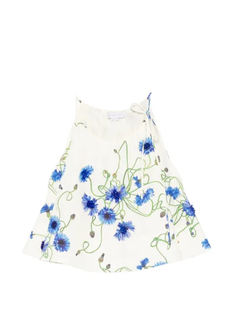 Stella McCartney embroidered cornflower sleeveless frill top White 6T02923HS367