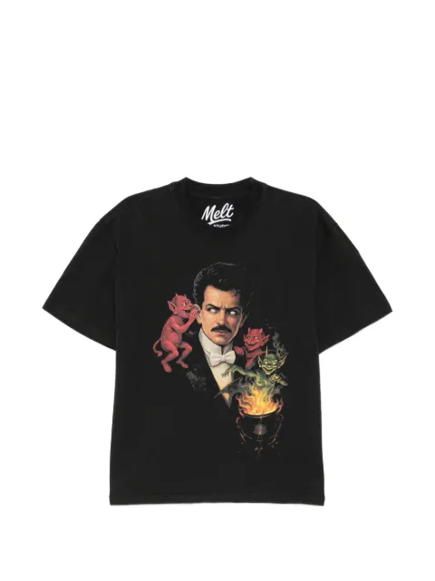 Melt graphic-print round neck T-shirt Black MS5279