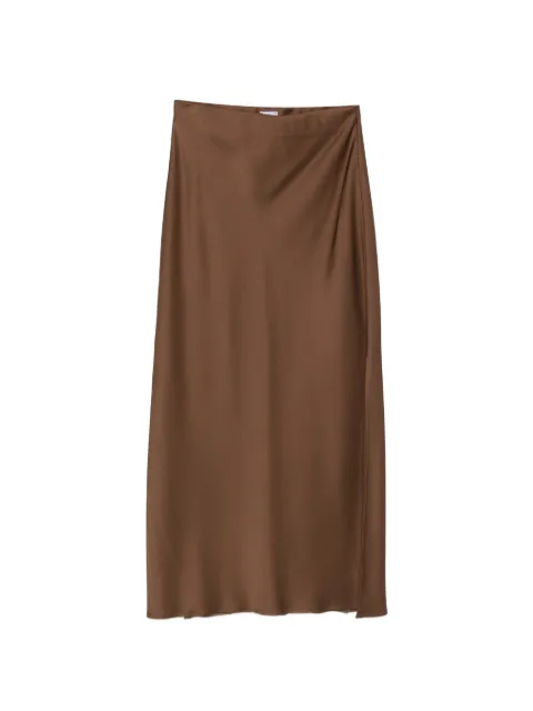 Brunello Cucinelli satin-finish slit maxi skirt Brown M0H38G3396C9311