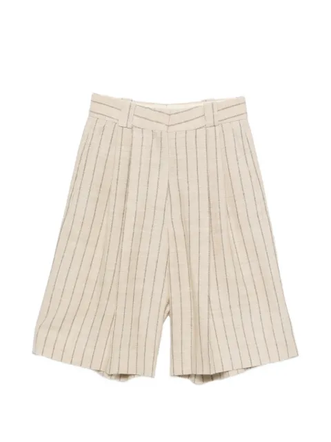 Blazé Milano Serene Husul striped pleated shorts Neutrals PTHPA01SRE