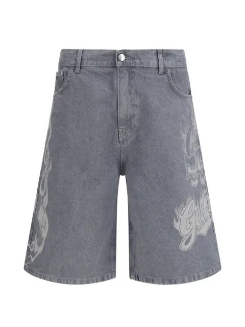 GCDS skull-print denim shorts Grey C1MWQL222D069