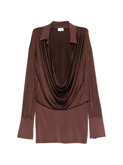 THE ANDAMANE draped long-sleeve dress Brown TM190107BTJP142