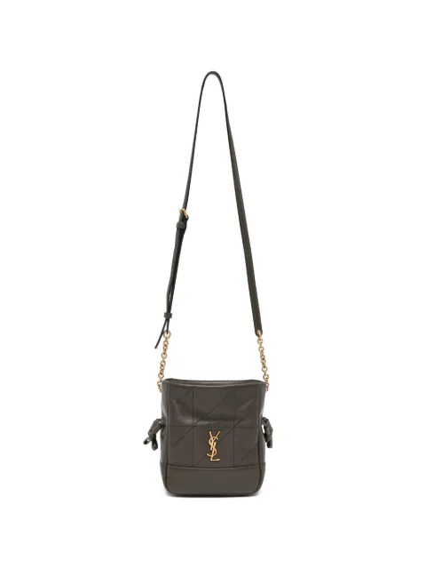 Saint Laurent mini Jamie quilted logo-plaque clutch bag Brown 859174AAB32
