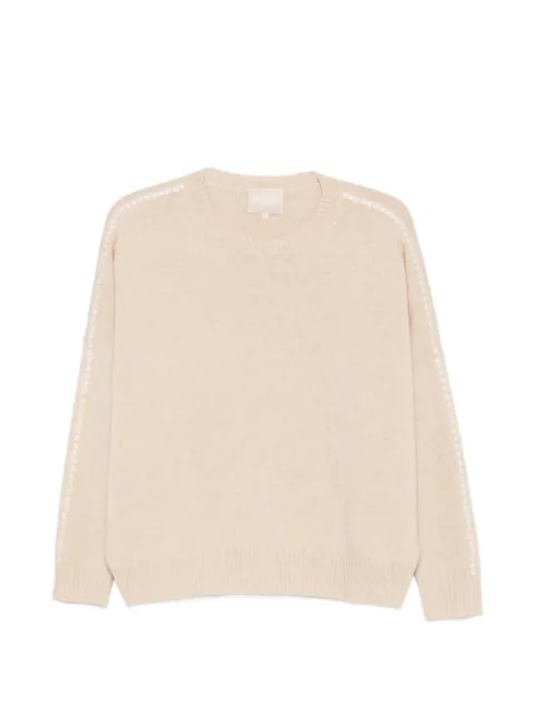 kujten Amelina whipstitch-trim sweater Neutrals F4616