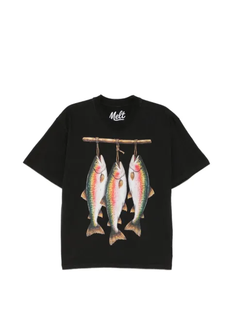 Melt graphic-print round neck T-shirt Black MS5276