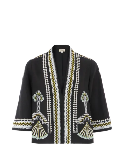 Temperley London embroidered linen jacket Black 26UAVA51214