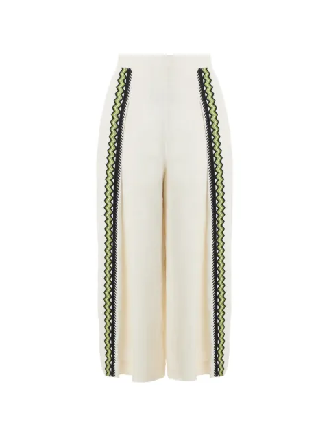 Temperley London Avalon embroidered linen trousers Neutrals 26UAVA51144