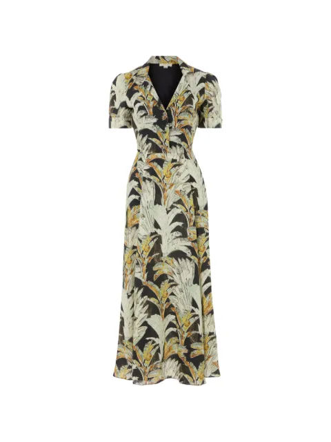 Temperley London Baxter palm leaf-print dress Black 26UBXL54631