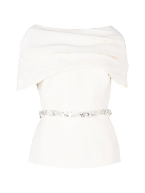 Safiyaa Loura crystal-embellished off-shoulder blouse White T6161BE681E179