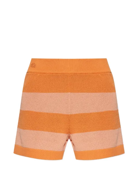Lacoste horizontal-stripe knitted shorts Orange GF9891