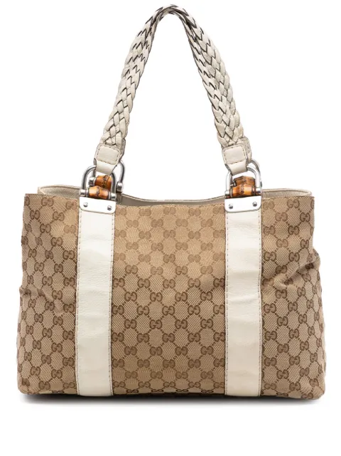 Gucci Pre-Owned 2016-2025 Medium GG Canvas Bamboo Libeccio tote bag Neutrals H3N9D30VW5FUWKI1