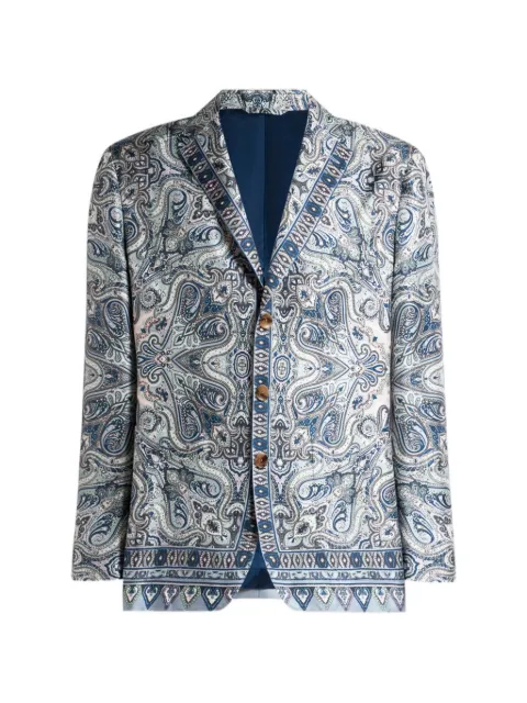 ETRO single-breasted silk jacket with placed pocket-square paisley print Blue MRCA004699SP1P4