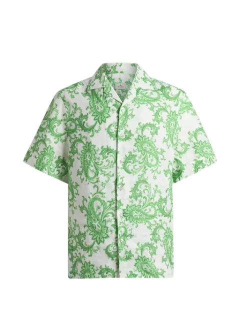 ETRO linen bowling shirt with paisley motif White MRIC001399SA311