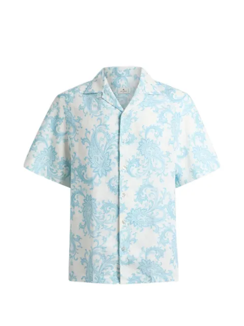 ETRO linen bowling shirt with Paisley-motif White MRIC001399SA311
