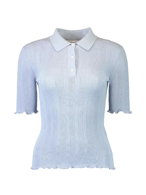 Victoria Beckham Frill polo top Blue 1226KTP007273A3644