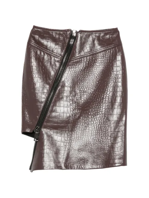 MITILIANE COUTURE croc-effect zipped leather skirt Red 5940976000558