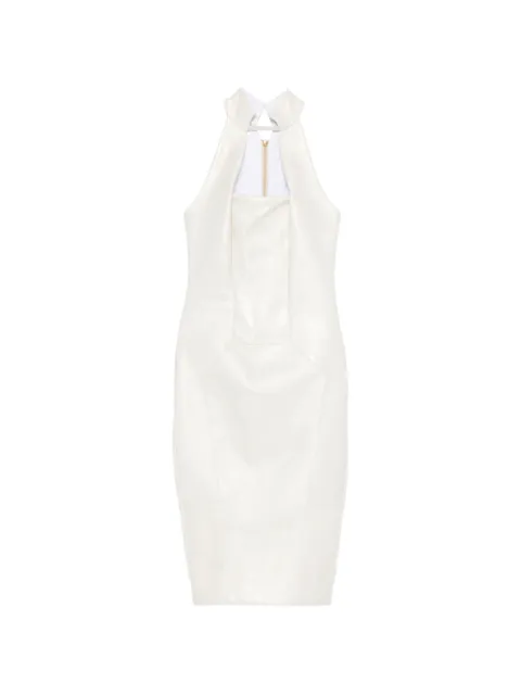 MITILIANE COUTURE cut-out halterneck leather midi dress Neutrals 5940976000589