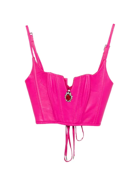 MITILIANE COUTURE Kyla crystal-embellished leather bustier Pink 5940976000572