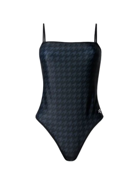 Perfect Moment houndstooth-pattern tie-back swimsuit Black W3001417