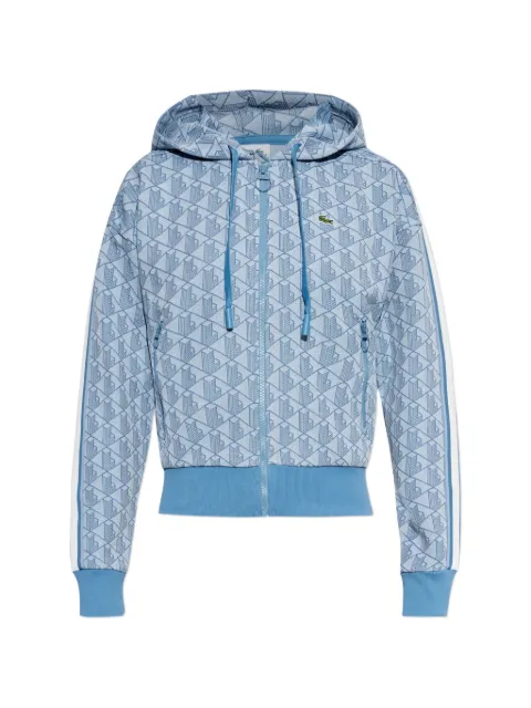 Lacoste monogram-print zip-up hoodie Blue SF7606